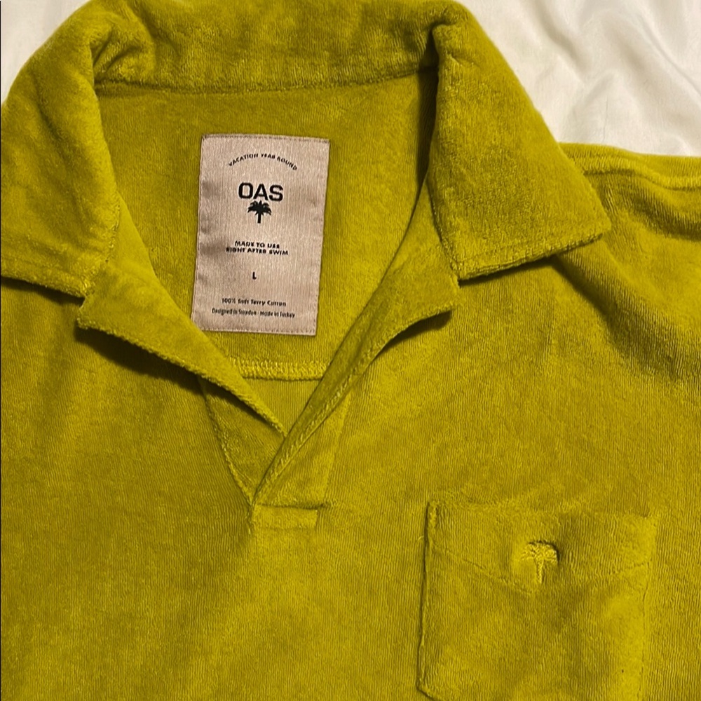 OAS Green Polo Shirt Textured Cotton